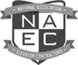 greyscale logo of National Association of Elevator Contractors international