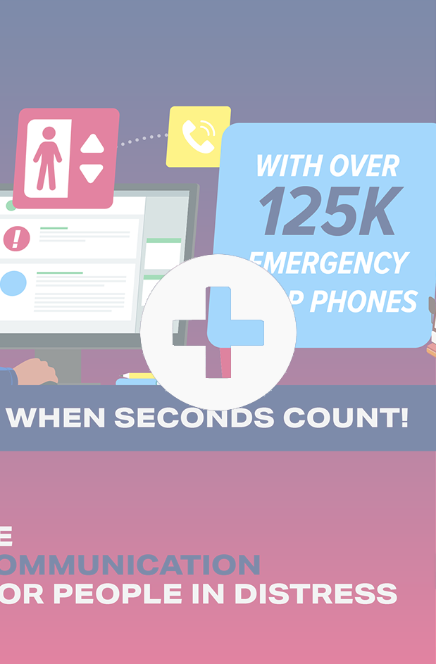 Infographic highlighting Kings III's emergency communication services: Over 100K help phones, 197K+ calls monthly, including 1,702 entrapments and 2,889 dispatches. Operators quickly assist in emergencies, such as connecting callers to the Veterans Crisis hotline